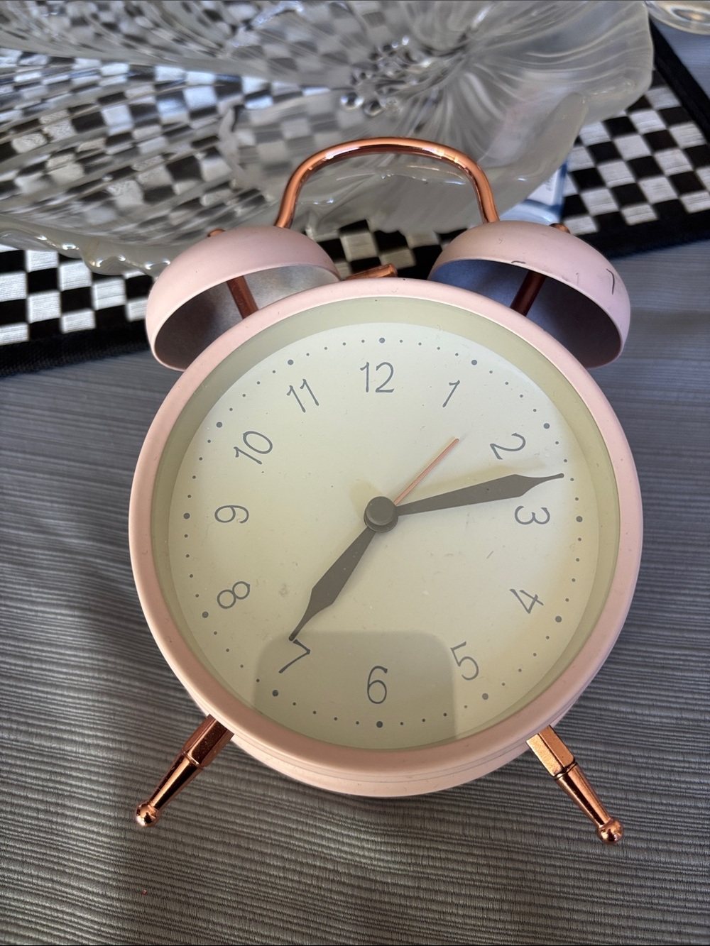 Pink Retro Twin Bell Clock